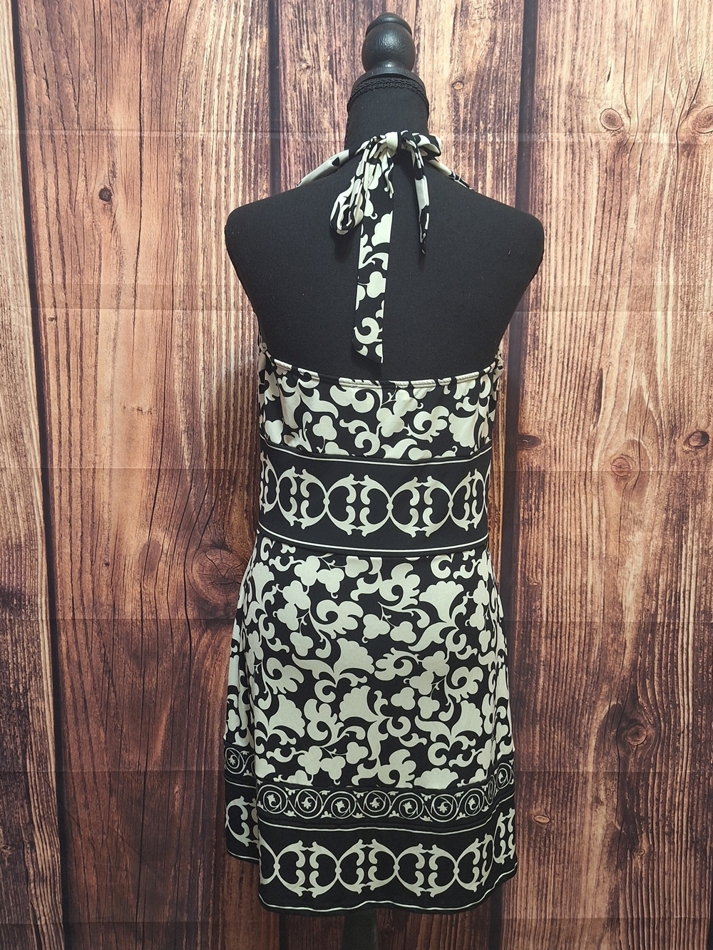 White House Black Market Black and White Patterned Backless Dress Size M - Picture 4 of 5